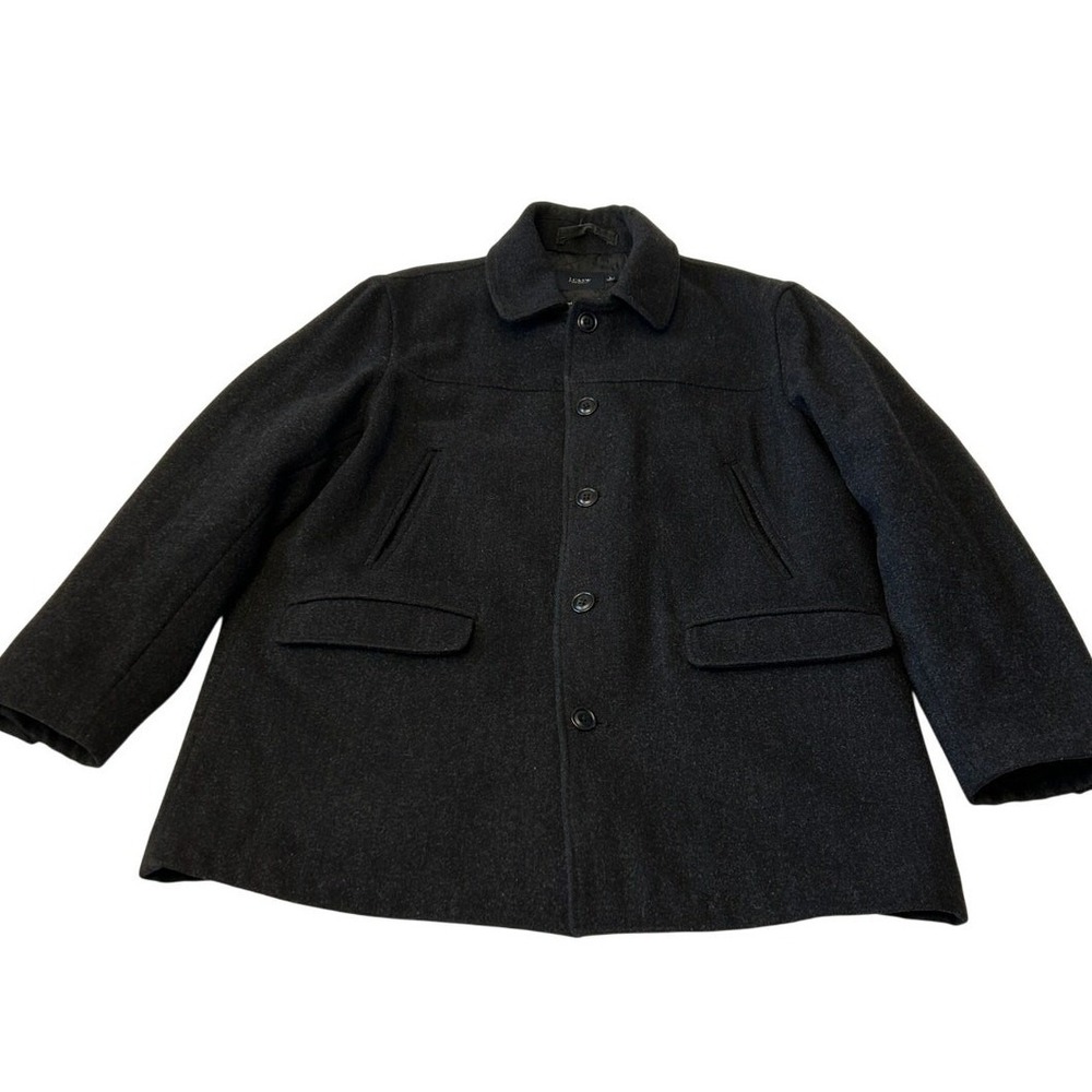 J.Crew Men's University Jacket Wool Dark Gray Insulated Button Front Pockets